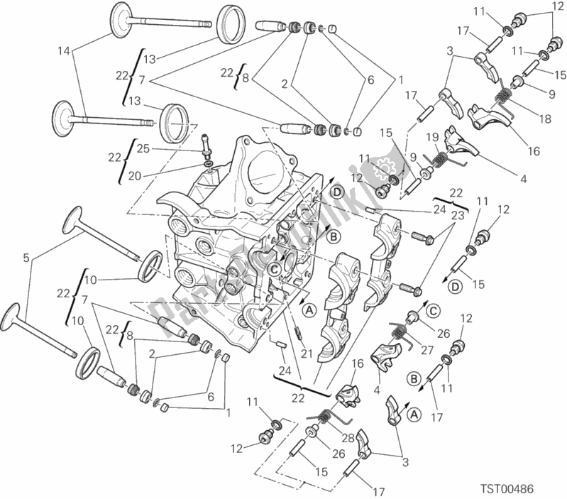 Todas las partes para Cabeza Horizontal de Ducati Hypermotard Hyperstrada Brasil 821 2016